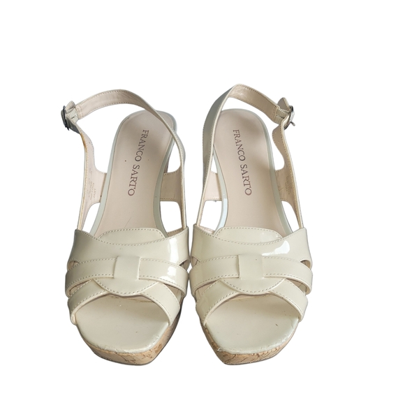Franco Sarto Cream Wedge Heel Sandals Size 7M - Picture 2 of 6